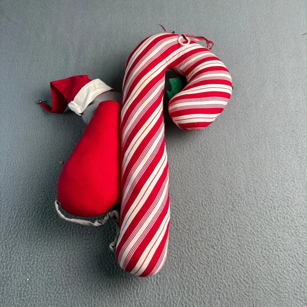 Vintage Christmas Mouse Hugging Candy Cane Plush Wall Hanging Decor 21
